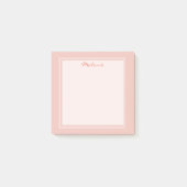 Moderne lichte koraal witte rand script post-it® notes (Voorkant)