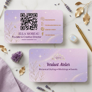 Moderne lichte lavendel QR-code elegante pastel me Visitekaartje