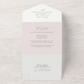 Moderne lichte lichte, zachte roze bruiloft in één all in one uitnodiging (Buitenkant)