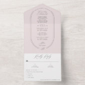 Moderne lichte lichte, zachte roze bruiloft in één all in one uitnodiging (Binnen)