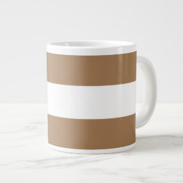 Moderne lichte Mocha Bruine Witte Nautische Strepe Grote Koffiekop