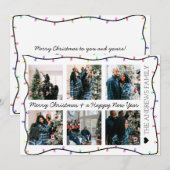 Moderne, lichte Neon Glow-lampjes kerstfoto Feestdagenkaart (Voorkant / Achterkant)