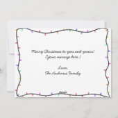 Moderne, lichte Neon Glow-lampjes kerstfoto Feestdagenkaart (Achterkant)