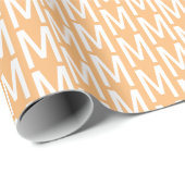 Moderne lichte oranje, witte monogram patroon cadeaupapier (Rol Hoek)