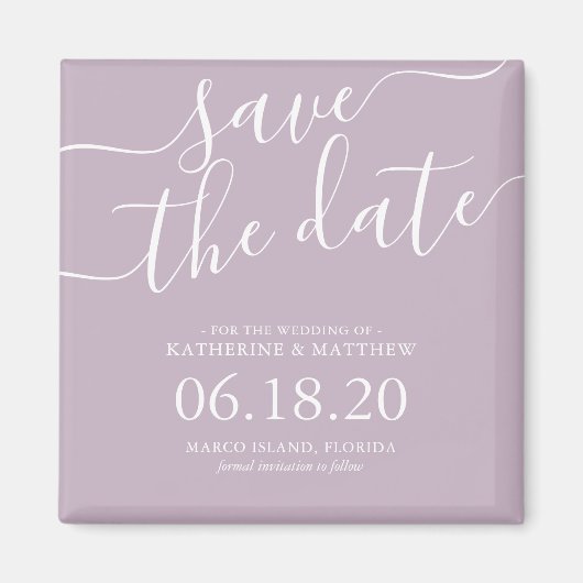 Moderne lichte Paarse bruiloft van het Manuscript  Magneet (Voorkant)