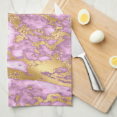 Moderne, lichte Paarse en gouden marmerpatroon Theedoek (Quarter Fold)