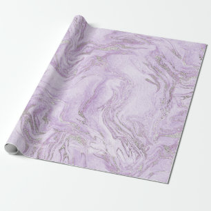 Moderne lichte paarse en zilveren marmeren patroon cadeaupapier