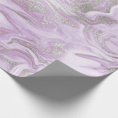 Moderne lichte Paarse en zilveren marmerpatroon Cadeaupapier (Hoek)