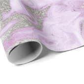Moderne lichte Paarse en zilveren marmerpatroon Cadeaupapier (Rol Hoek)