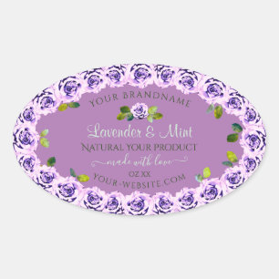 Moderne lichte Paarse productlabels: bloeiende Roz Ovale Sticker