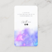 Moderne lichte paarse waterverf nagels visitekaartje (Achterkant)