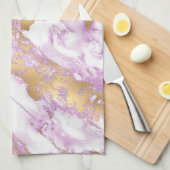Moderne lichte paarse, witte en gouden marmer theedoek (Quarter Fold)