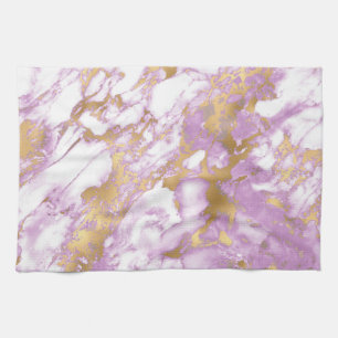 Moderne lichte paarse, witte en gouden marmer theedoek