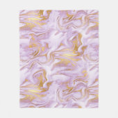 Moderne, lichte Paarse, witte en gouden marmerpatr Fleece Deken (Voorkant)