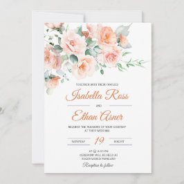 Moderne Lichte Perzik Bruiloft Sjabloon Kaart