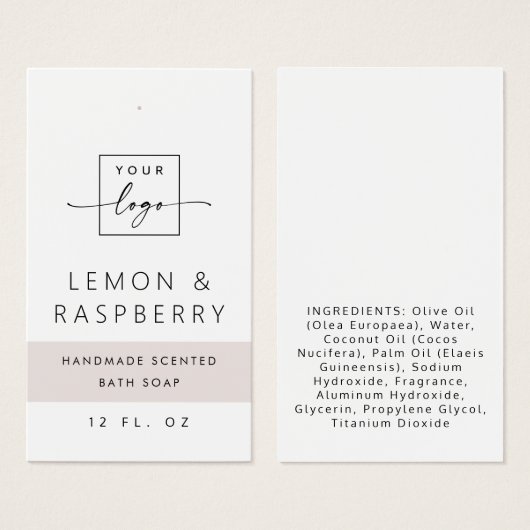 Moderne lichte roos grijs blok DIY-productlabel la Visitekaartje (Voorkant /achterkant)