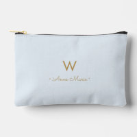 Moderne Lichte Stof Blauw Goud Schrift Monogram