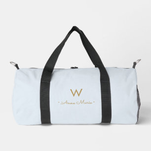Moderne Lichte Stof Blauw Goud Schrift Monogram Plunjezak