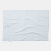 Moderne Lichte Stof Blauw Goud Schrift Monogram Theedoek (Horizontaal)
