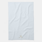 Moderne Lichte Stof Blauw Goud Schrift Monogram Theedoek (Verticaal)