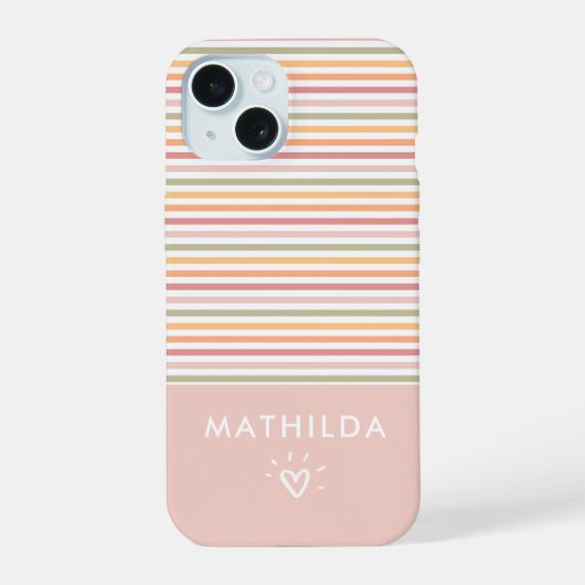 Moderne lichte strepen iPhone 15 case (Achterkant)