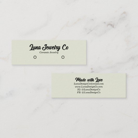 Moderne Lichte Stud Oorbel Sieraden Mini Visitekaartje (Voorkant / Achterkant)