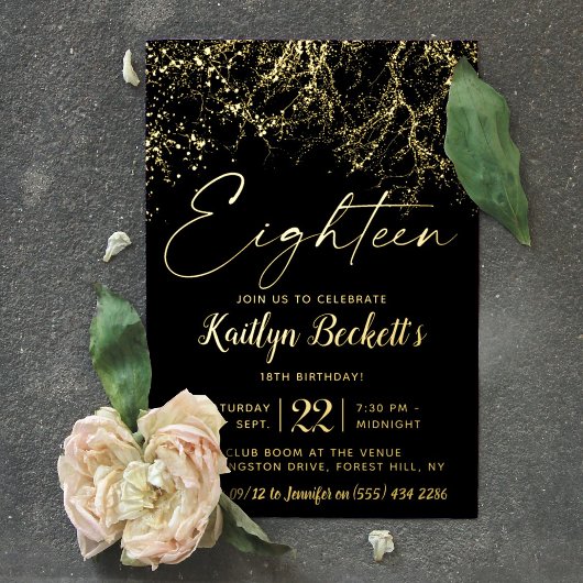 Moderne Lichten 18e verjaardag Echte Partij Folie Uitnodiging