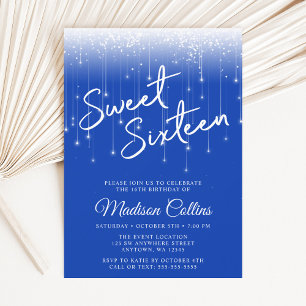 Moderne lichten Koninklijk blauwe Sweet 16 Kaart