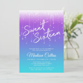 Moderne Lichten Paarse Blauwgroen Sweet 16 Kaart (Staand voorkant)