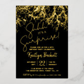 Moderne Lichten Verrassende Verjaardag Echte Parti Folie Uitnodiging (Voorkant)