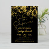 Moderne Lichten Verrassende Verjaardag Echte Parti Folie Uitnodiging (Staand Voorkant)