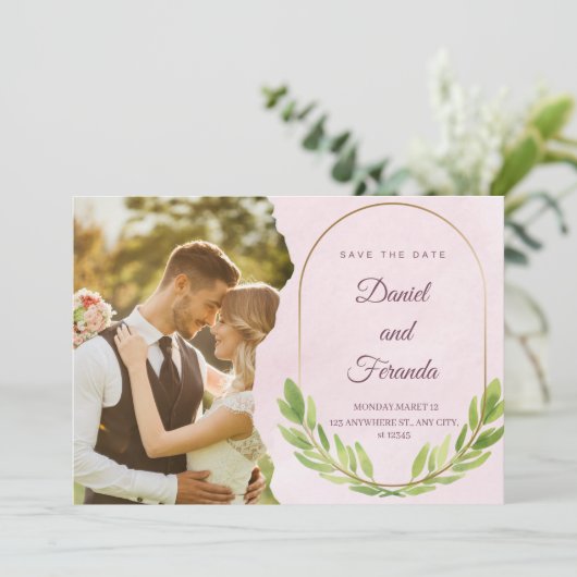 Moderne lichtfoto-weduwnaar Datum opslaan Kaart (Staand voorkant)