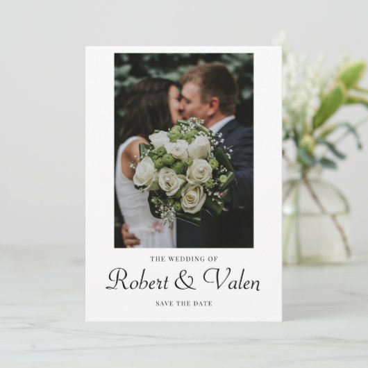 Moderne lichtfoto-weduwnaar Datum opslaan Kaart (Staand voorkant)