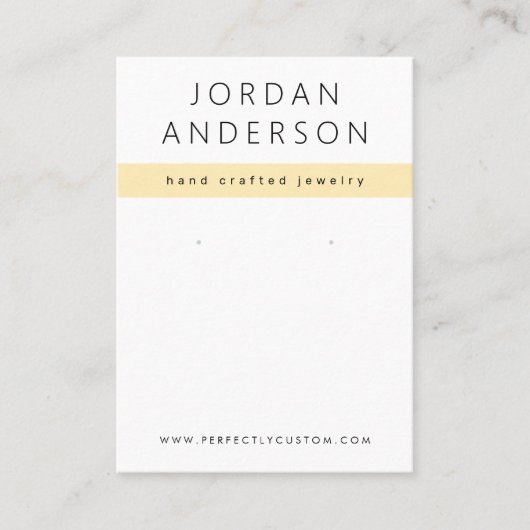 Moderne lichtgele en witte oorbel display kaart visitekaartje (Voorkant)