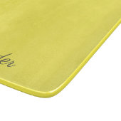 Moderne, lichtgele sjabloon, zwart script snijplank (Hoek)