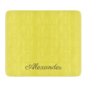 Moderne, lichtgele sjabloon, zwart script snijplank (Voorkant)