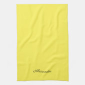 Moderne, lichtgele sjabloon, zwart script theedoek (Verticaal)