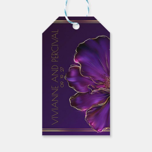 Moderne Lichtgevende Violette Paarse Huwelijk  Cadeaulabel (Voorkant)