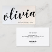 Moderne Lichtgevende Zilveren Vette Script Kalligr Visitekaartje (Voorkant / Achterkant)