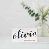 Moderne Lichtgevende Zilveren Vette Script Kalligr Visitekaartje (Staand voorkant)