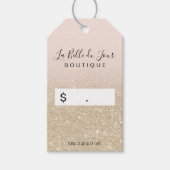 Moderne lichtgouden glitter blush roze retail hang cadeaulabel (Voorkant)