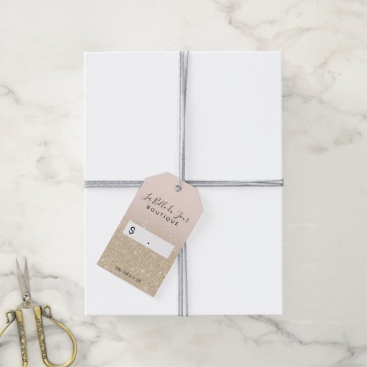 Moderne lichtgouden glitter blush roze retail hang cadeaulabel (Met Touw)