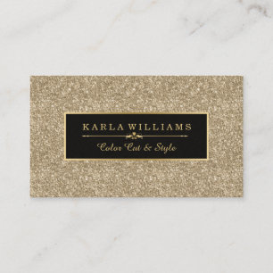 Moderne lichtgouden glitter textuur zwart accent visitekaartje