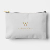 Moderne Lichtgrijze Gouden Script Monogram Etui (Voorkant)