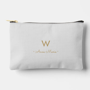 Moderne Lichtgrijze Gouden Script Monogram Etui