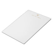Moderne Lichtgrijze Gouden Script Monogram Notitieblok (Schuin)