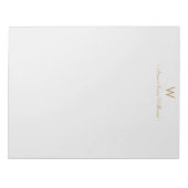 Moderne Lichtgrijze Gouden Script Monogram Notitieblok (Voorkant)