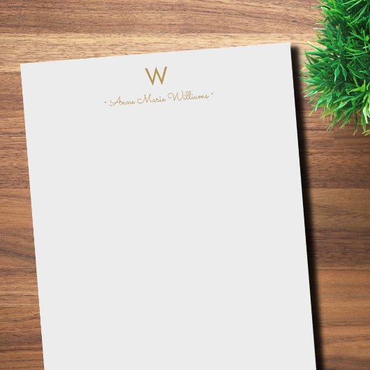 Moderne Lichtgrijze Gouden Script Monogram Notitieblok
