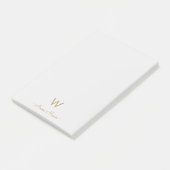 Moderne Lichtgrijze Gouden Script Monogram Post-it® Notes (Schuin)