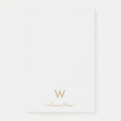 Moderne Lichtgrijze Gouden Script Monogram Post-it® Notes (Voorkant)